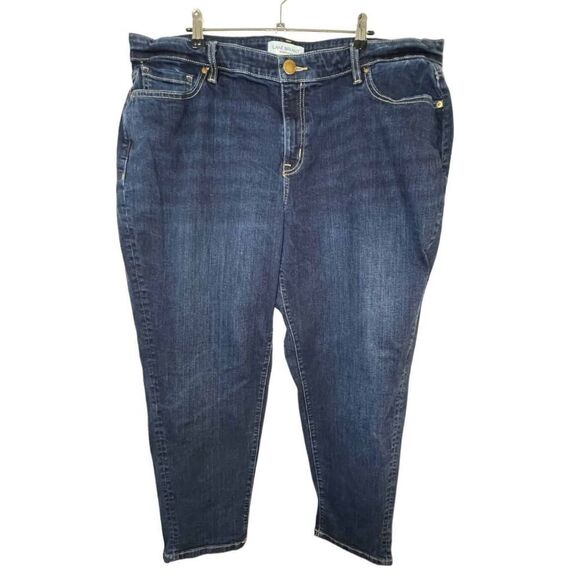 Lane Bryant Distressed Dark Wash Mid-Rise Skinny Denim Jeans - Picture 1 of 4